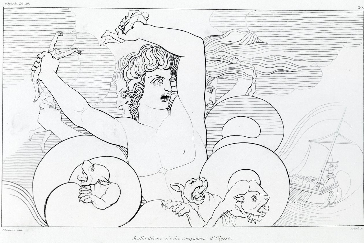 Episode von Charybde und Scylla: sechs von Odysseus