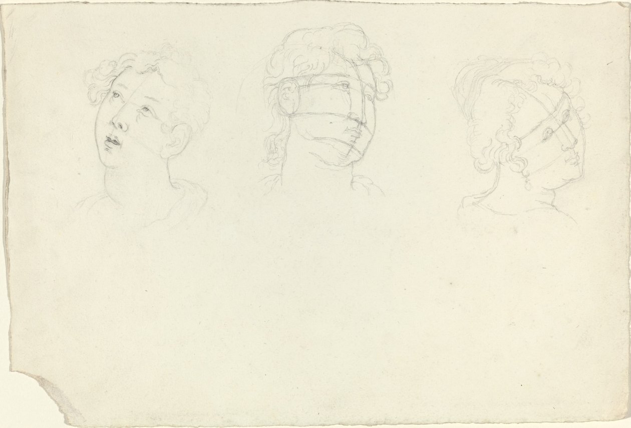 Kopf von Maria Magdalena und zwei Heiligen (?) von John Flaxman