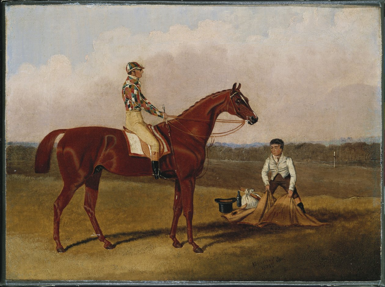 Barefoot, das Rennpferd, mit einem Jockey und einem Stallburschen, 1835 von John Frederick Herring Senior