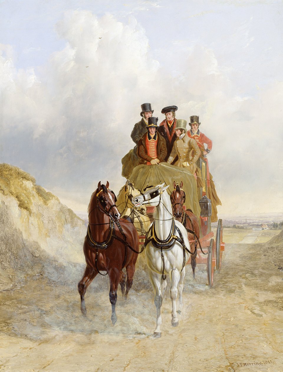 Die königliche Postkutsche auf der Straße, 1841 von John Frederick Herring Senior