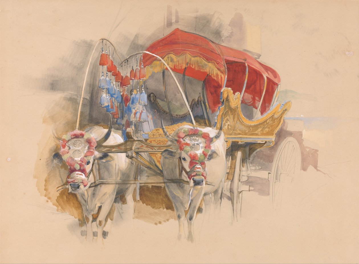 Ein türkischer Araba gezogen von zwei weißen Ochsen, Konstantinopel von John Frederick Lewis