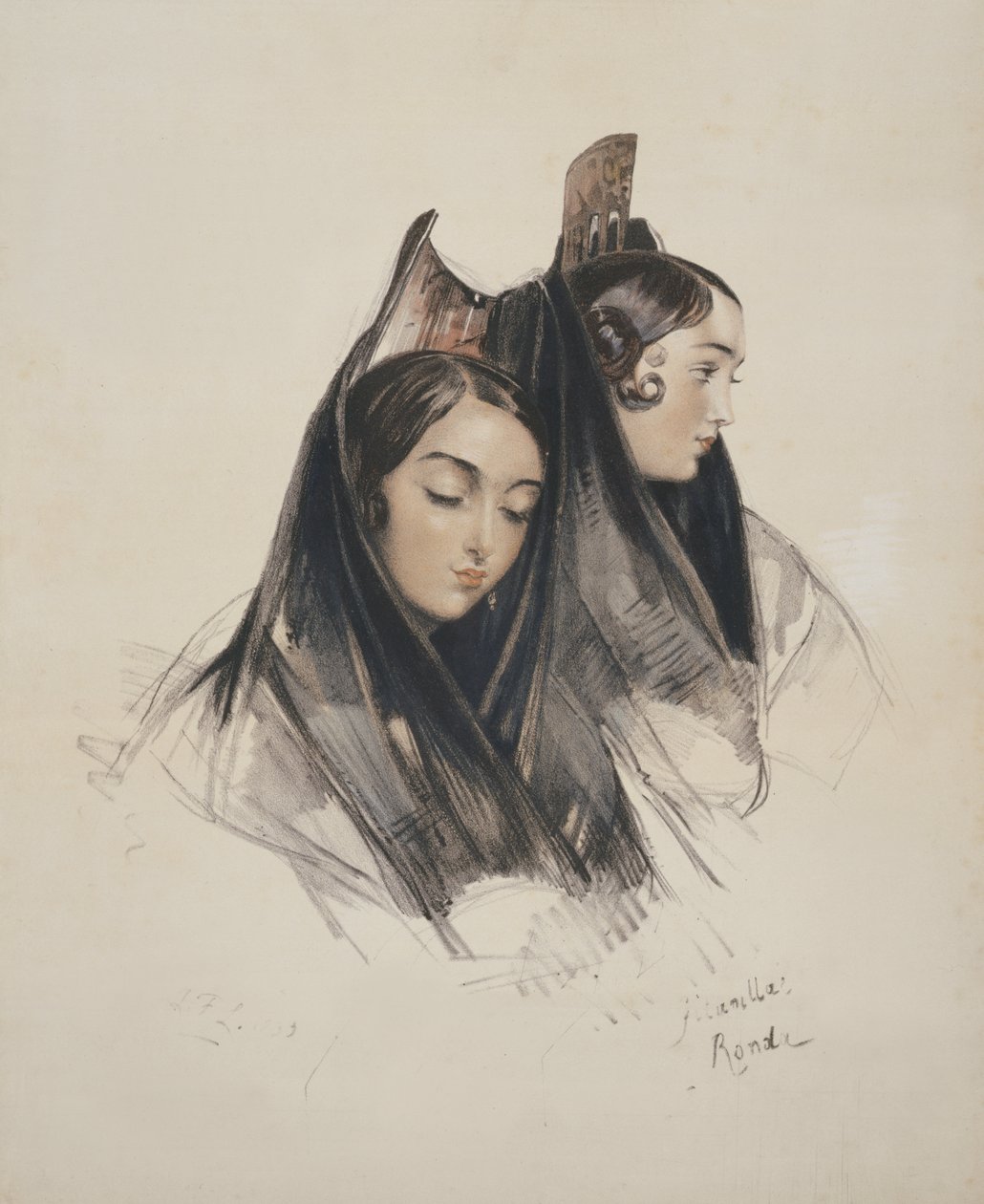 Mädchen von Ronda, Andalusien, Tafel 11 aus Skizzen von Spanien, graviert von Charles Joseph Hullmandel (1789-1850), veröffentlicht 1836 von John Frederick Lewis