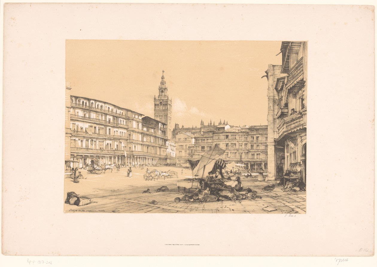 Skizzen einer Reise nach Spanien: Plaza de San Francisco, Sevilla von John Frederick Lewis
