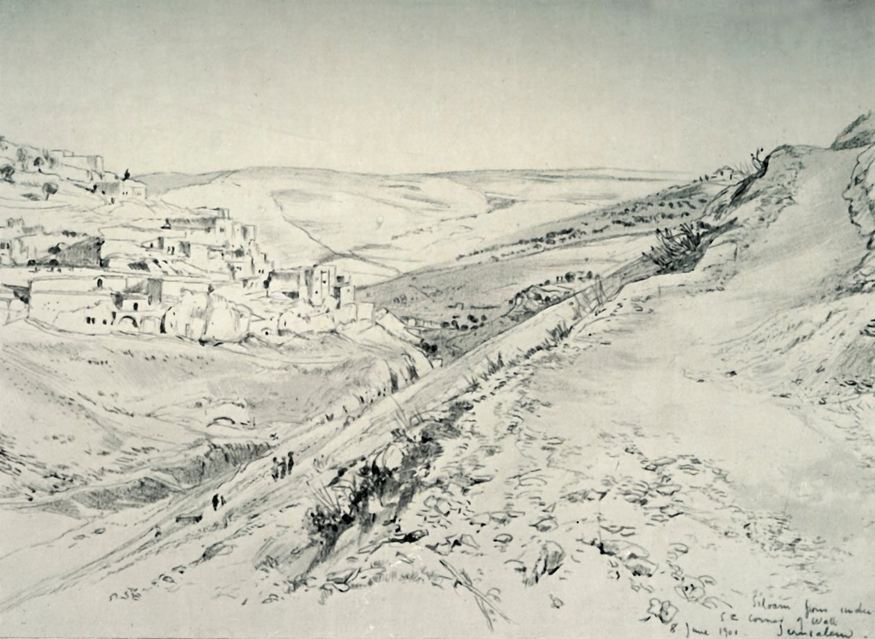 Siloam von unter der südöstlichen Ecke der Tempelanlage, 1902 von John Fulleylove