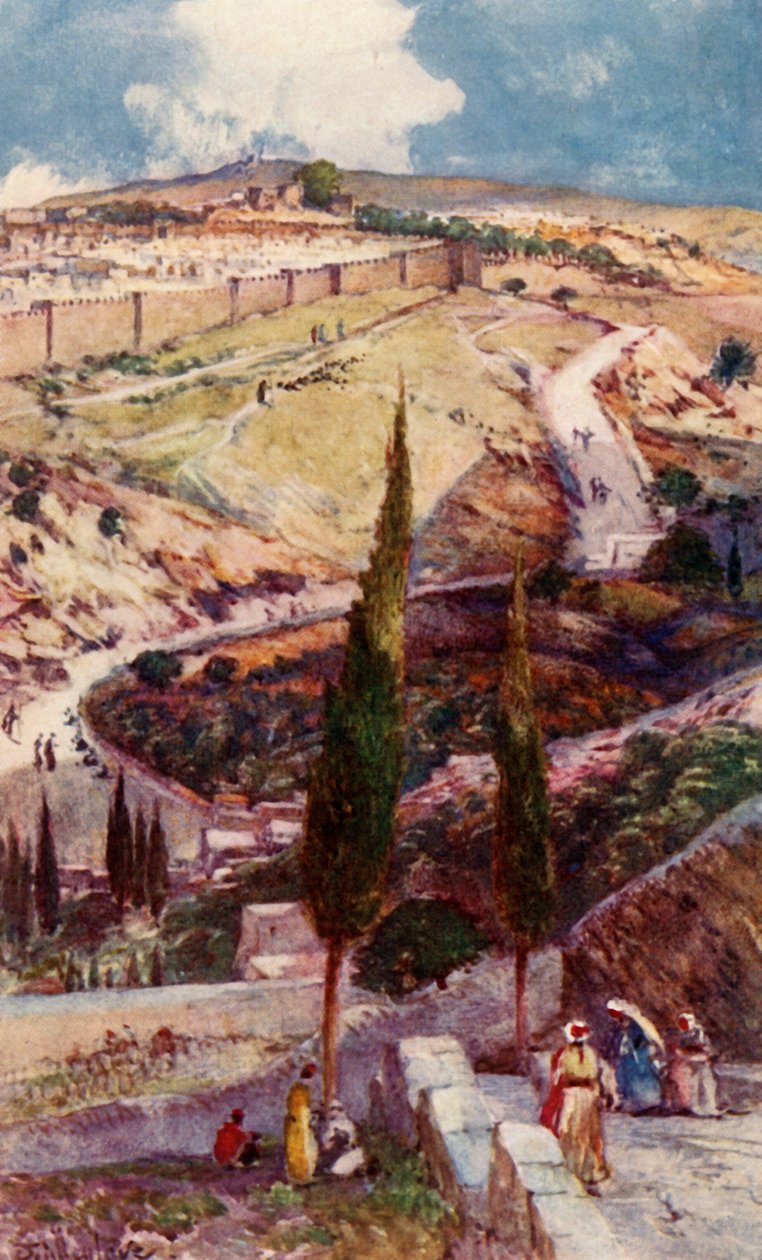 Das nordöstliche Ende von Jerusalem und Mizpa vom Ölberg aus von John Fulleylove