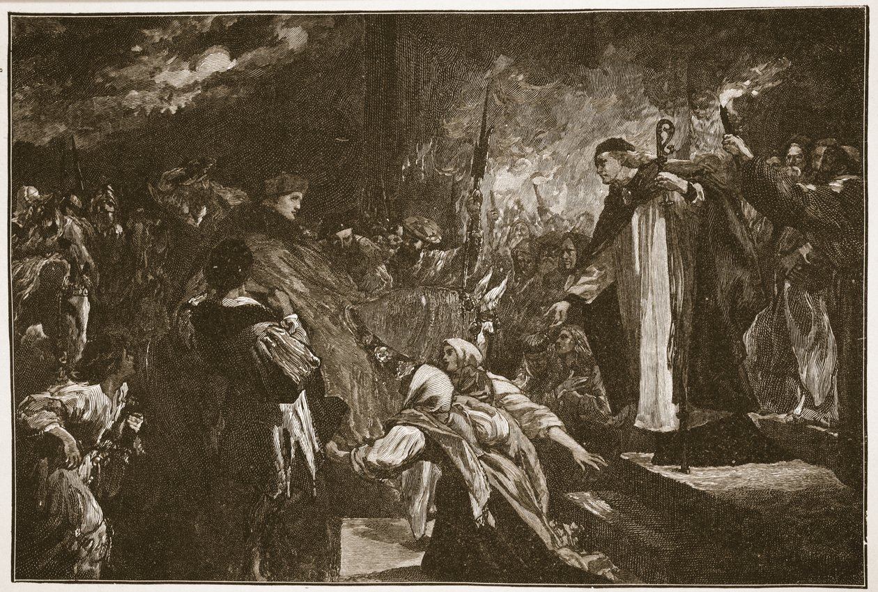 Kardinal Wolsey in der Abtei von Leicester, Illustration aus 