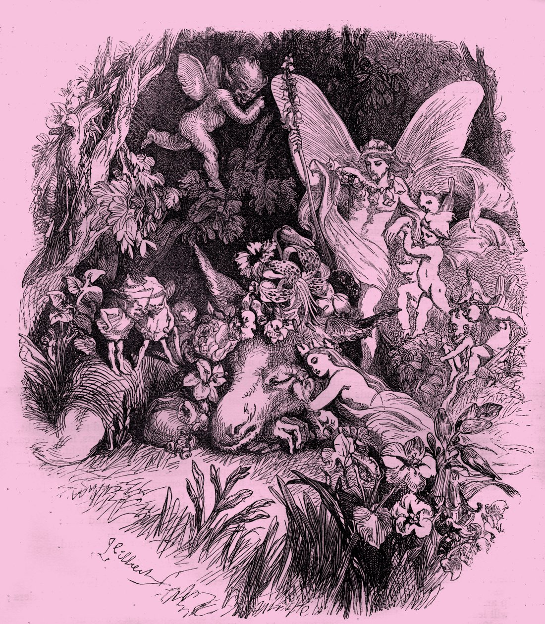 Titania und Zettel in Ein Sommernachtstraum von John Gilbert