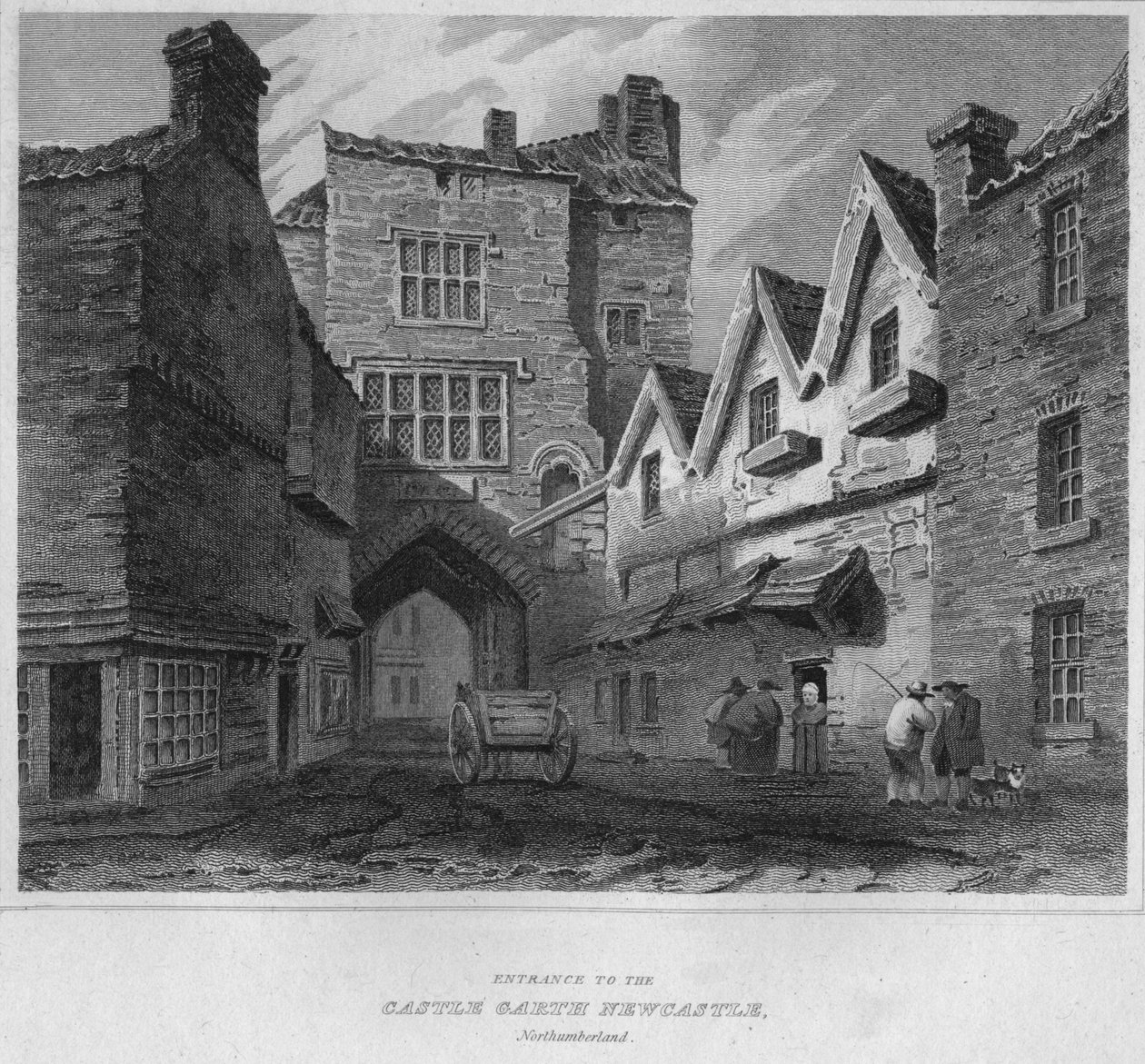 Eingang zur Burg Garth Newcastle, Northumberland, 1814 von John Greig