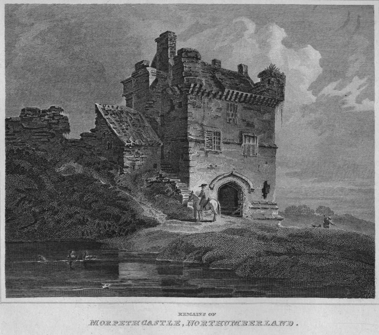 Überreste von Morpeth Castle, Northumberland, 1814 von John Greig