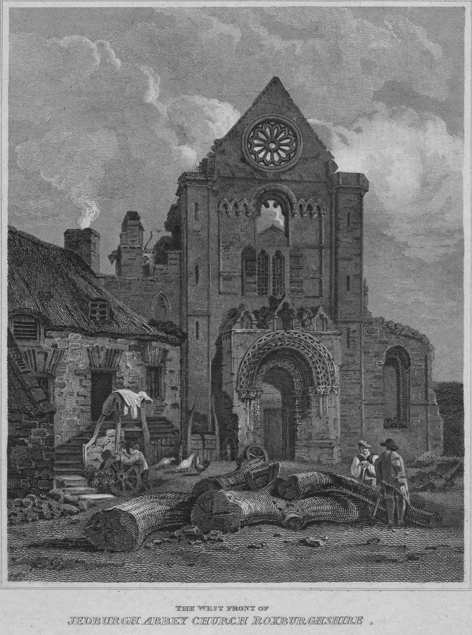 Die Westfassade der Jedburgh Abbey Church, Roxburghshire von John Greig