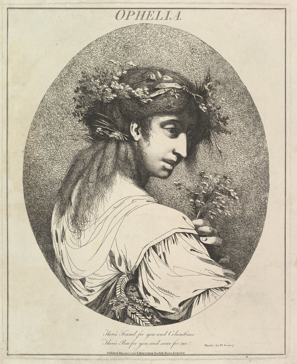Ophelia Zwölf Charaktere aus Shakespeare, 20. Mai 1775 von John Hamilton Mortimer