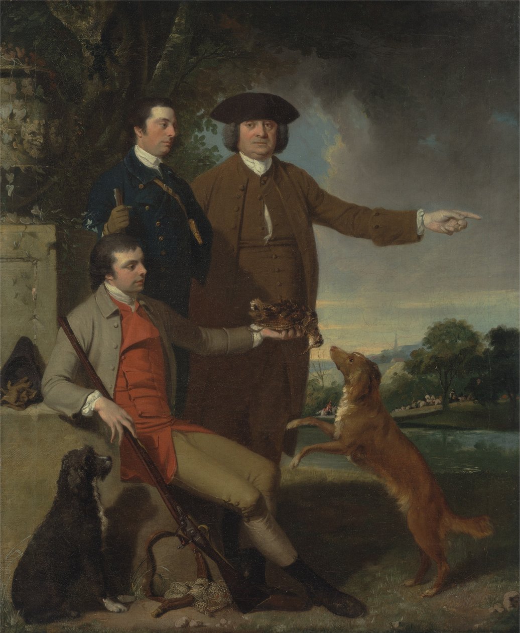 Selbstporträt mit Vater und Bruder, um 1760-62 von John Hamilton Mortimer