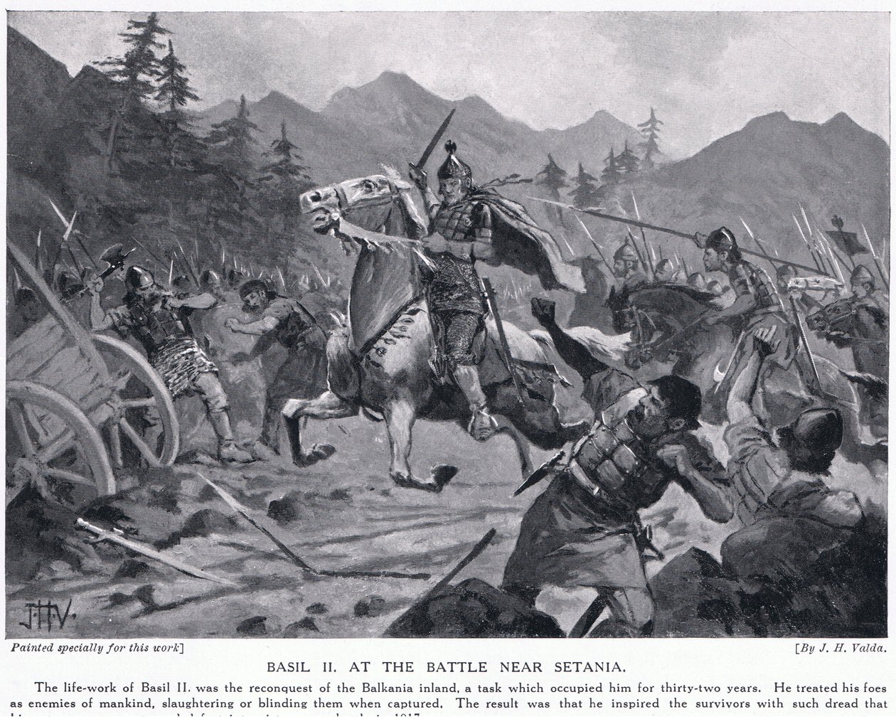 Basil II., in der Schlacht bei Setania 1017 n. Chr. von John Harris Valda