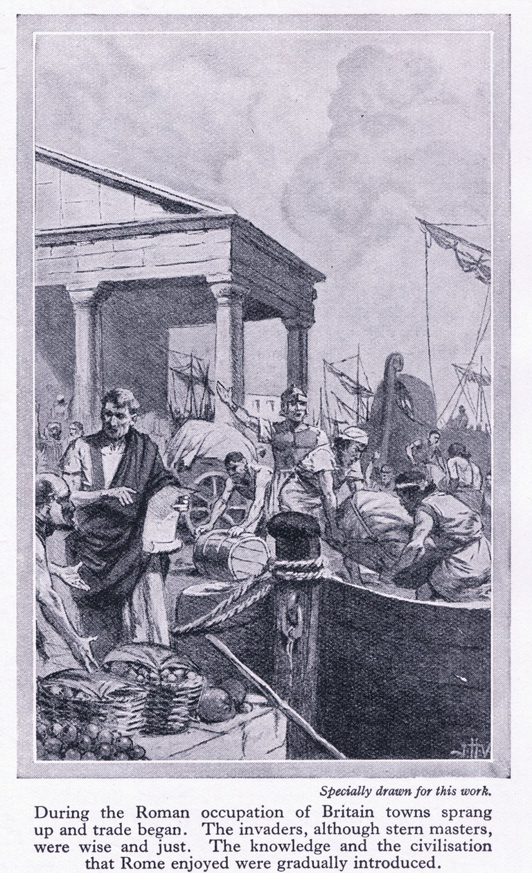 Unter römischer Besatzung: Britanniens Städte entstanden und der Handel begann, ca. 1950 von John Harris Valda