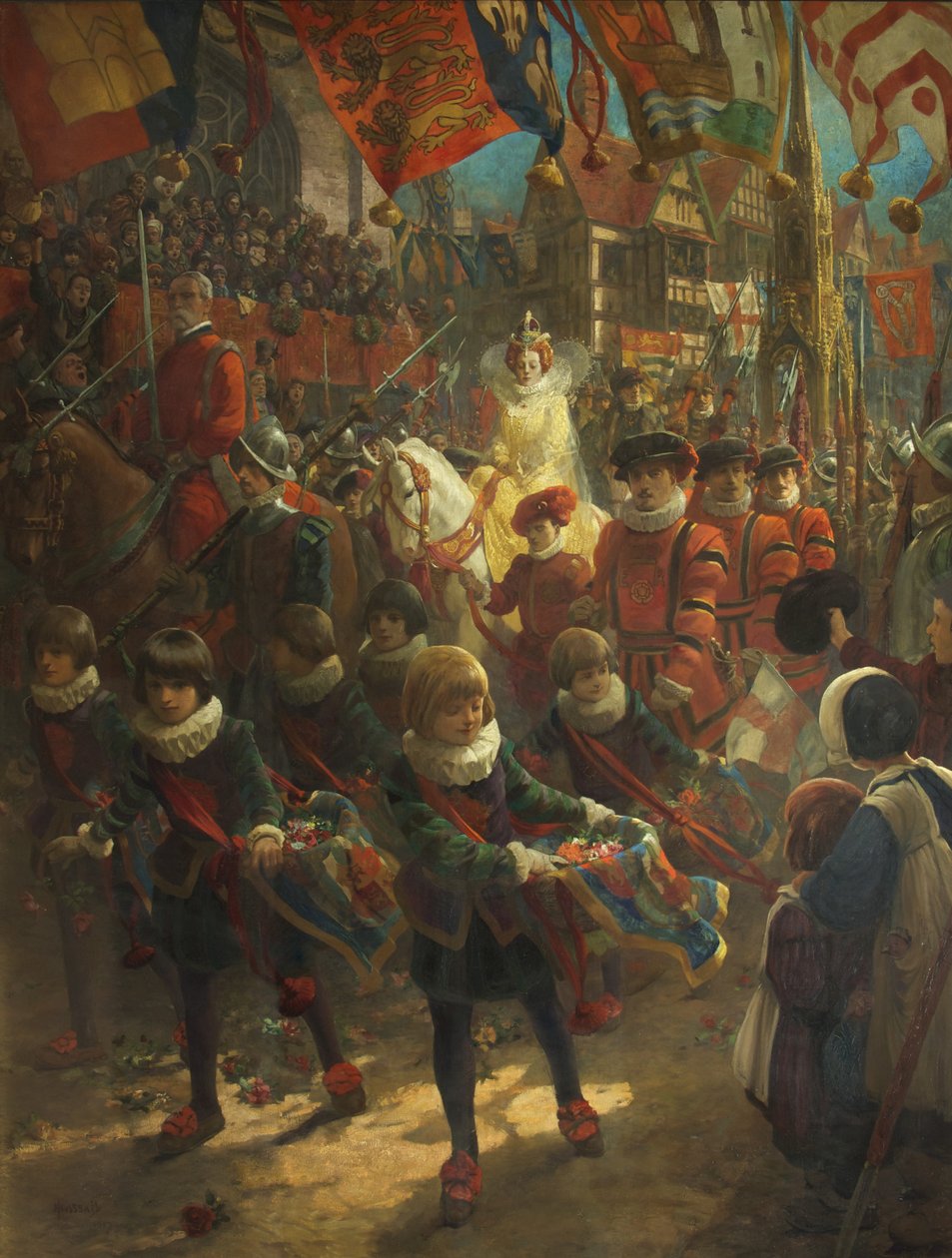 Der Staatseinzug von Königin Elizabeth in Bristol, 14. August 1574 von John Hassall