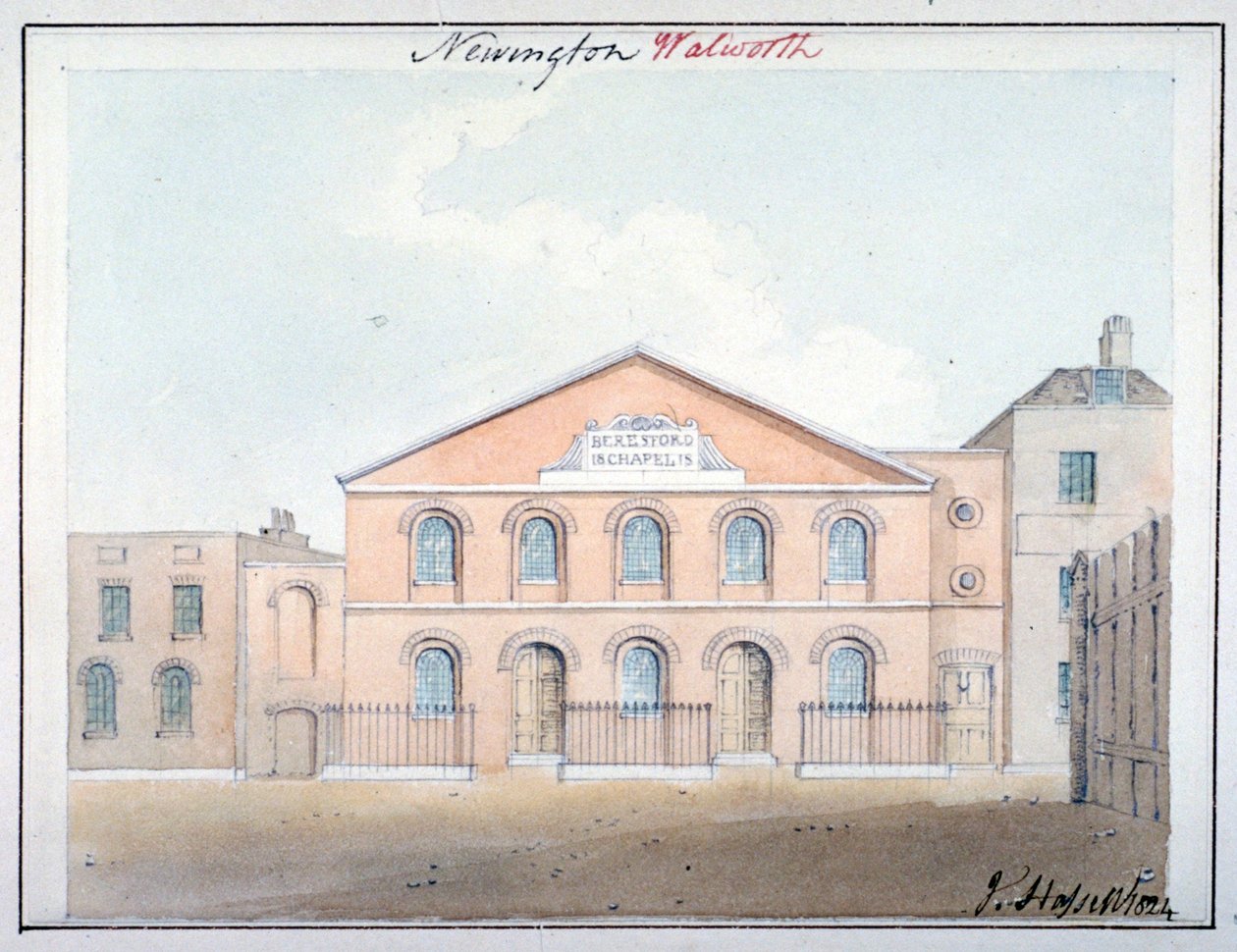 Beresford-Kapelle, Beresford Street, Southwark, London, 1824 von John Hassell