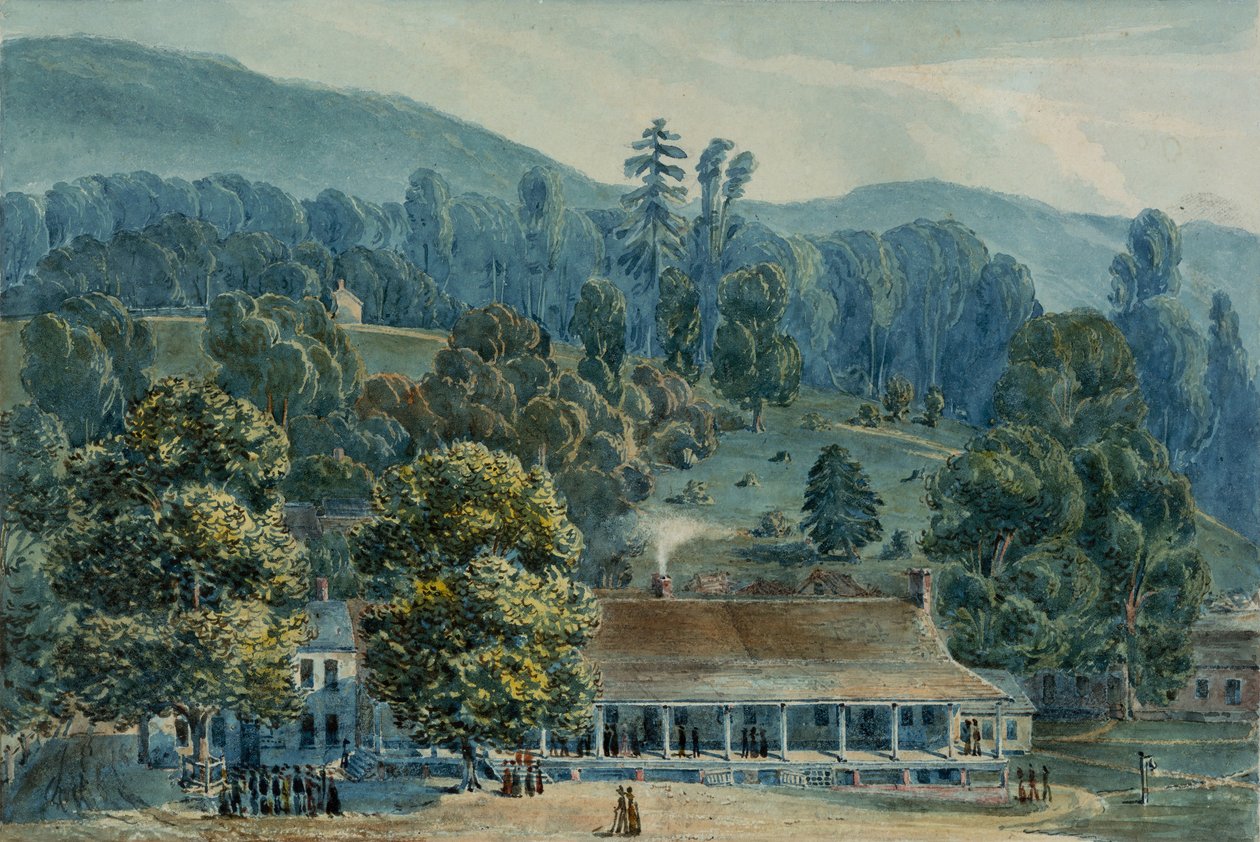 Speisesaal und Bühnenbüros in White Sulphur Springs von John Hazelhurst Boneval Latrobe