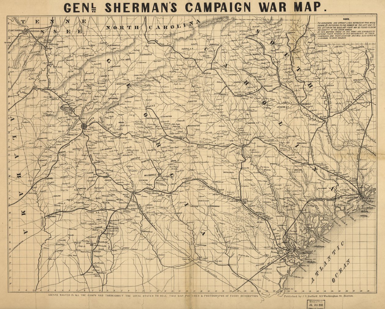 Genl. Shermans Kampagnenkriegskarte von John Henry Bufford