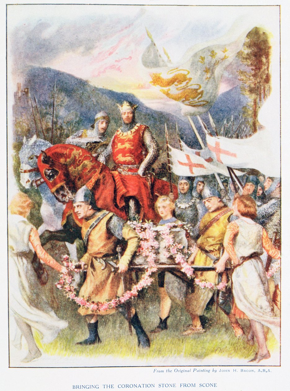 Bringen des Krönungssteins von Scone, Illustration aus 