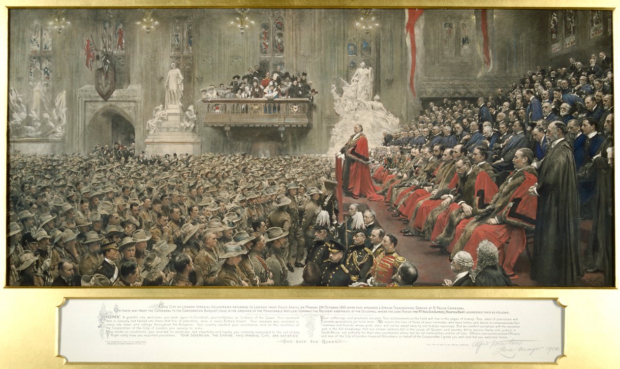 Die City Imperial Volunteers in der Guildhall, London, 1900 von John Henry Frederick Bacon