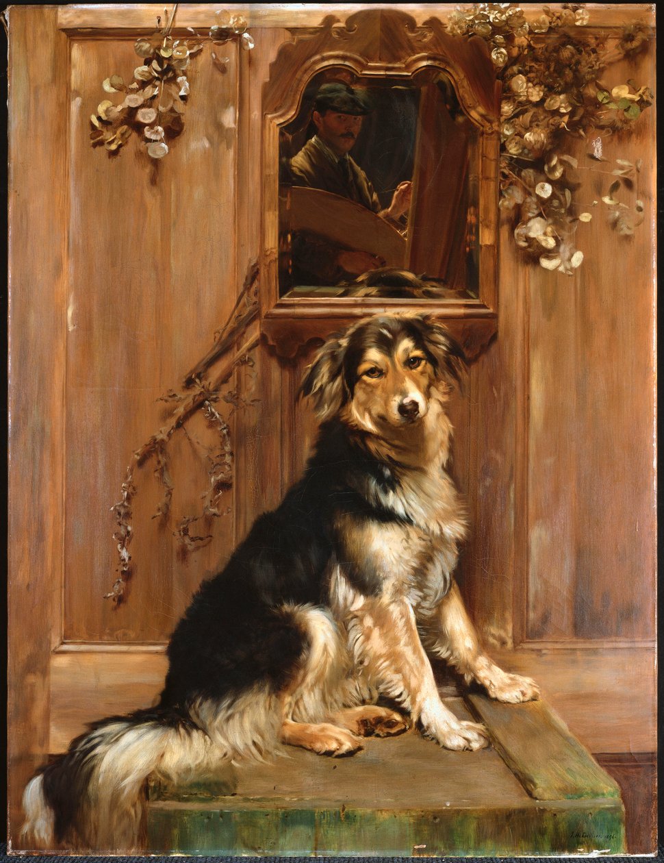 Ein Hund und ein Spiegel von John Henry Lorimer