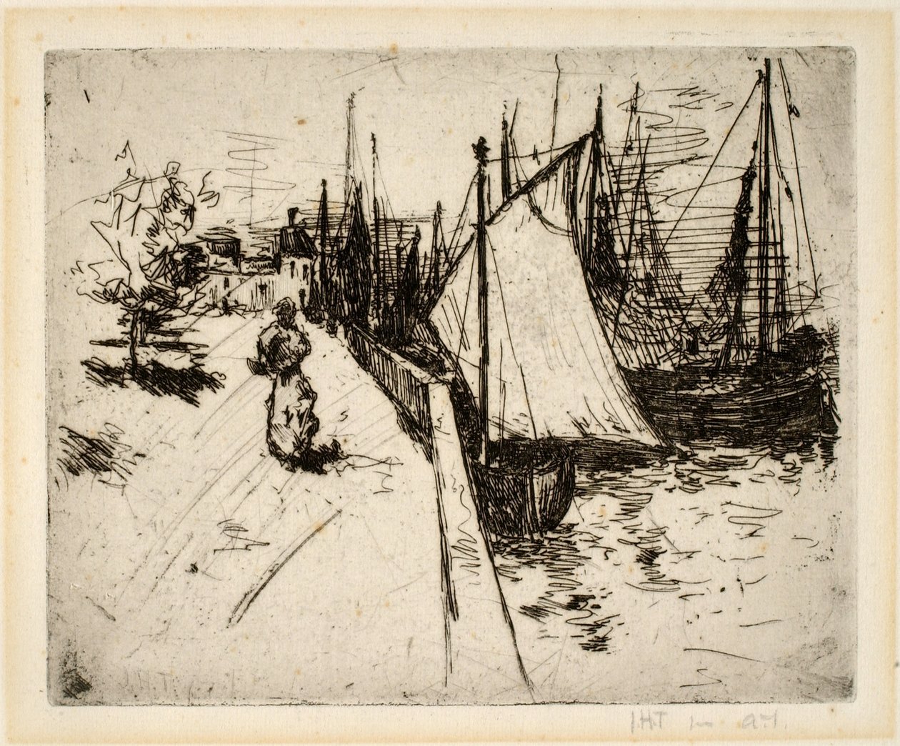 Frau am Kai, Honfleur von John Henry Twachtman
