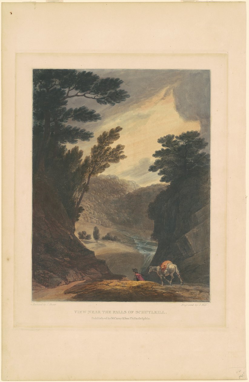 Ansicht in der Nähe der Schuylkill-Fälle von John Hill, after Joshua Shaw