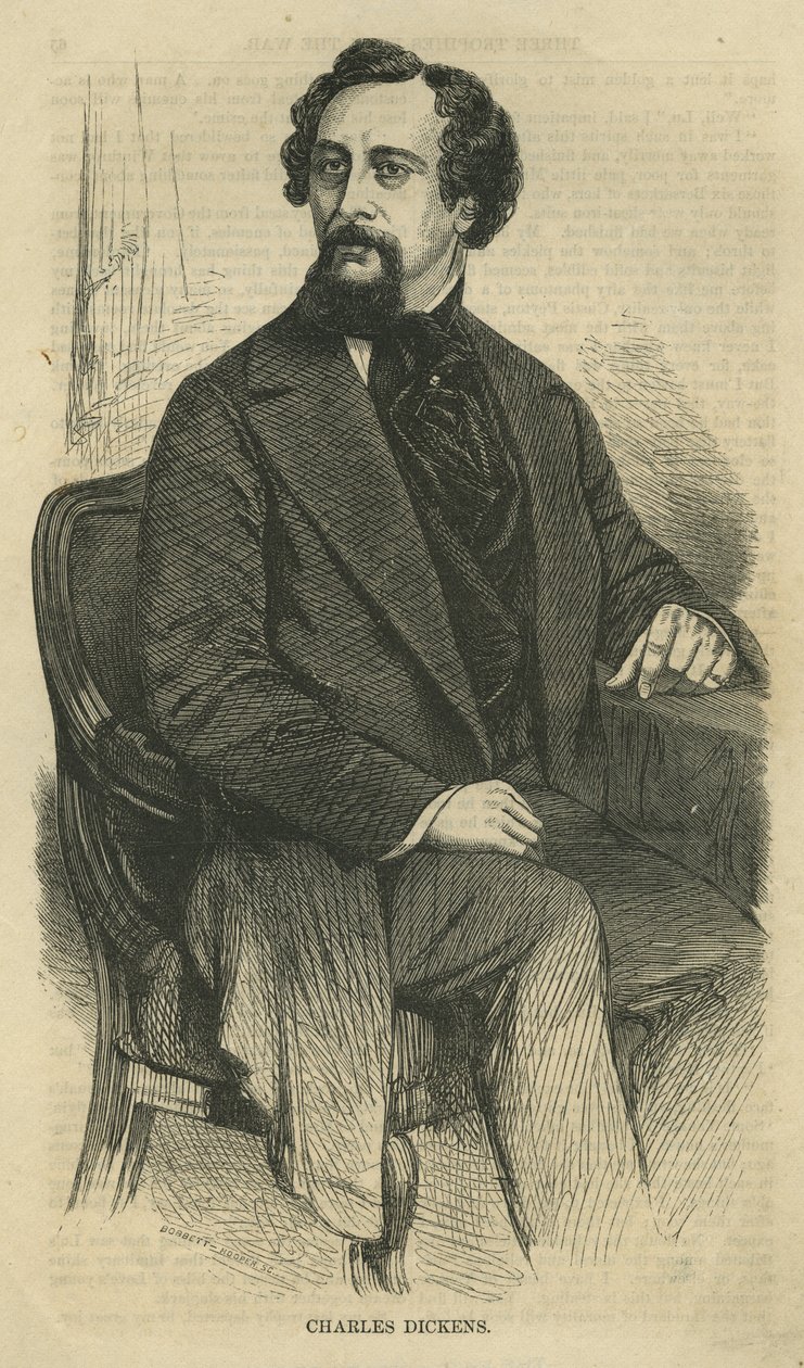 Charles Dickens, graviert von Bobbett-Hooper, aus Harpers New Monthly Magazine, um 1864 von John Jabez Edwin Paisley Mayall