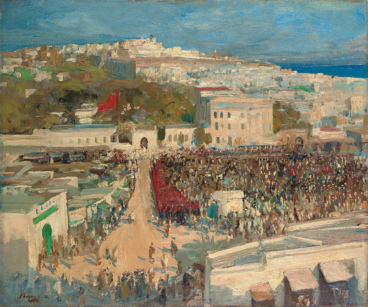 Die maurische Flagge, gehisst auf der deutschen Gesandtschaft in Tanger von John Lavery