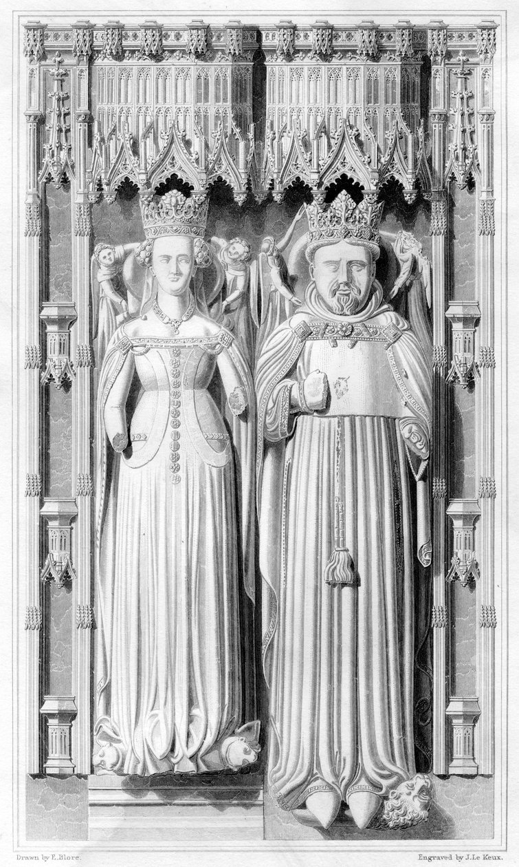 Abbild von Heinrich IV. und seiner Königin Johanna von Navarra in der Kathedrale von Canterbury von John Le Keux