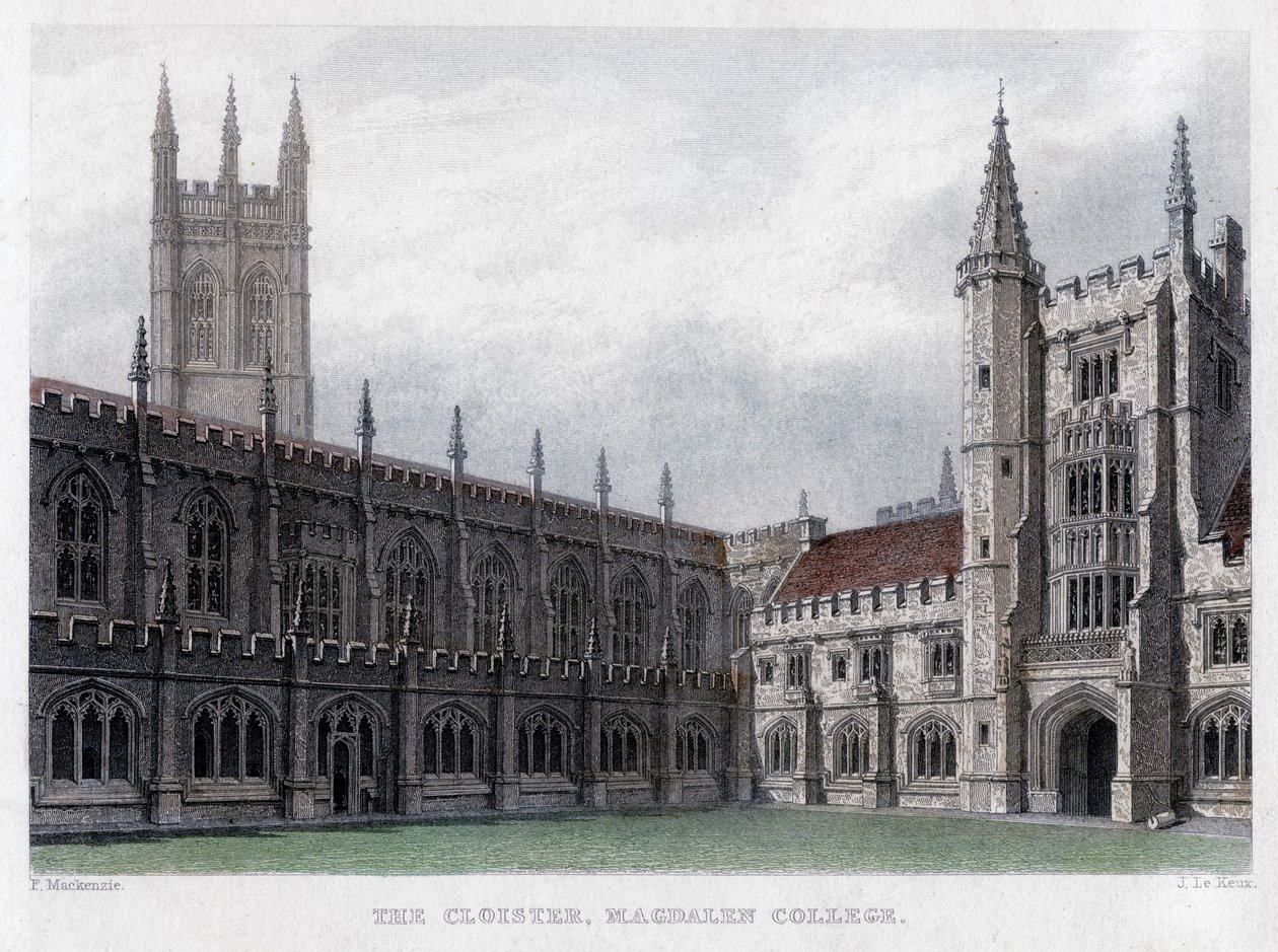 Der Kreuzgang, Magdalen College, Universität Oxford, 19. Jahrhundert von John Le Keux