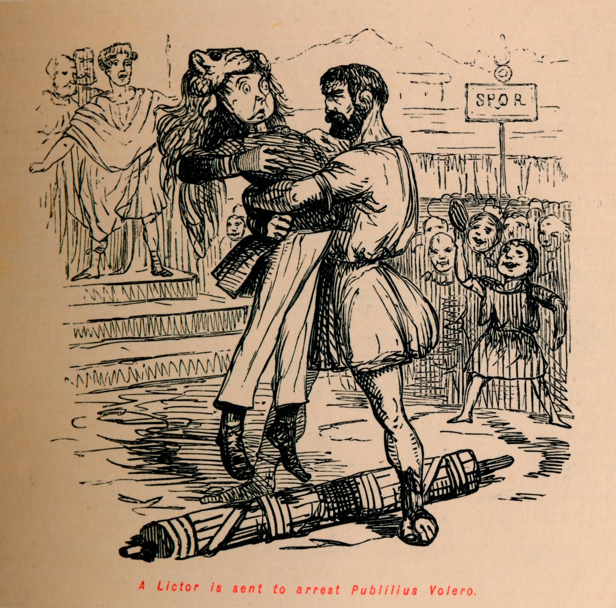 Ein Liktor wird geschickt, um Publilius Volero zu verhaften, 1852 von John Leech