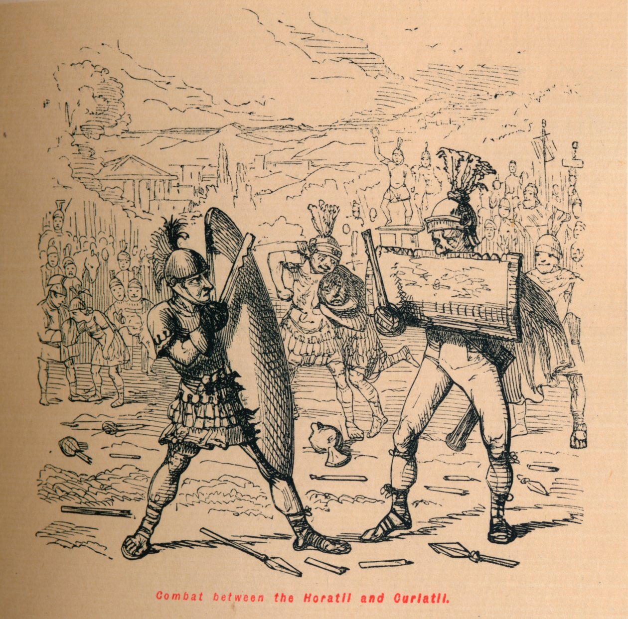 Kampf zwischen den Horatiern und den Curiatiern, 1852 von John Leech