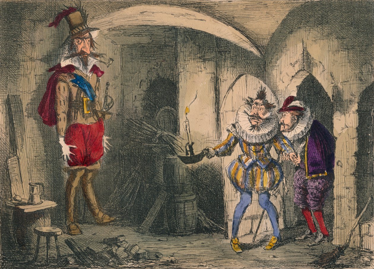 Entdeckung von Guido Fawkes durch Suffolk und Mounteagle, 1850 von John Leech