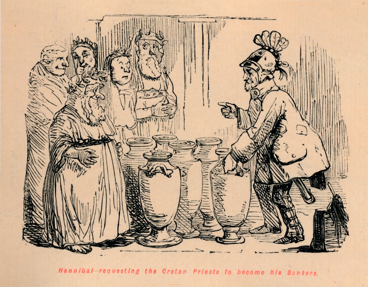 Hannibal bittet die kretischen Priester, seine Banker zu werden, 1852 von John Leech