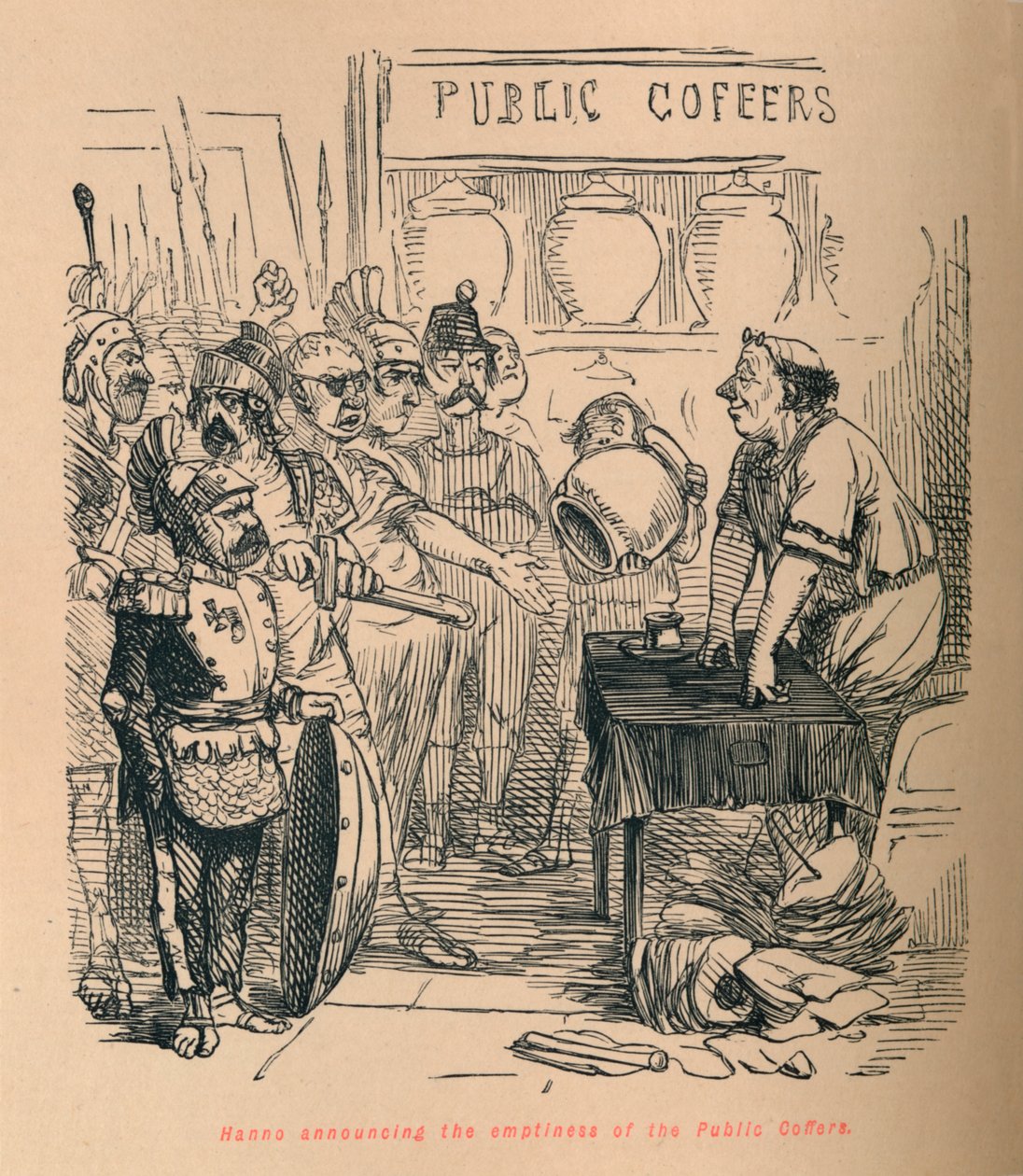 Hanno verkündet die Leere der Staatskassen, 1852 von John Leech