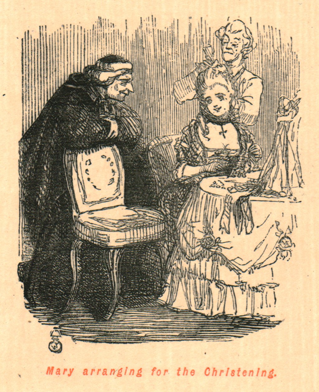 Maria arrangiert die Taufe, 1897 von John Leech