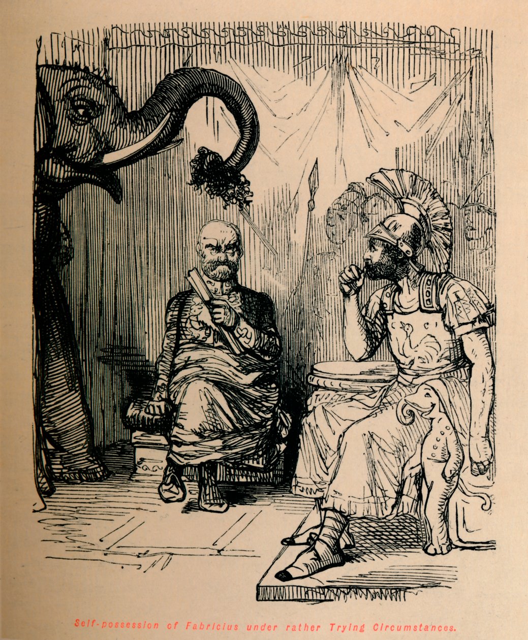 Selbstbeherrschung von Fabricius unter schwierigen Umständen, 1852 von John Leech