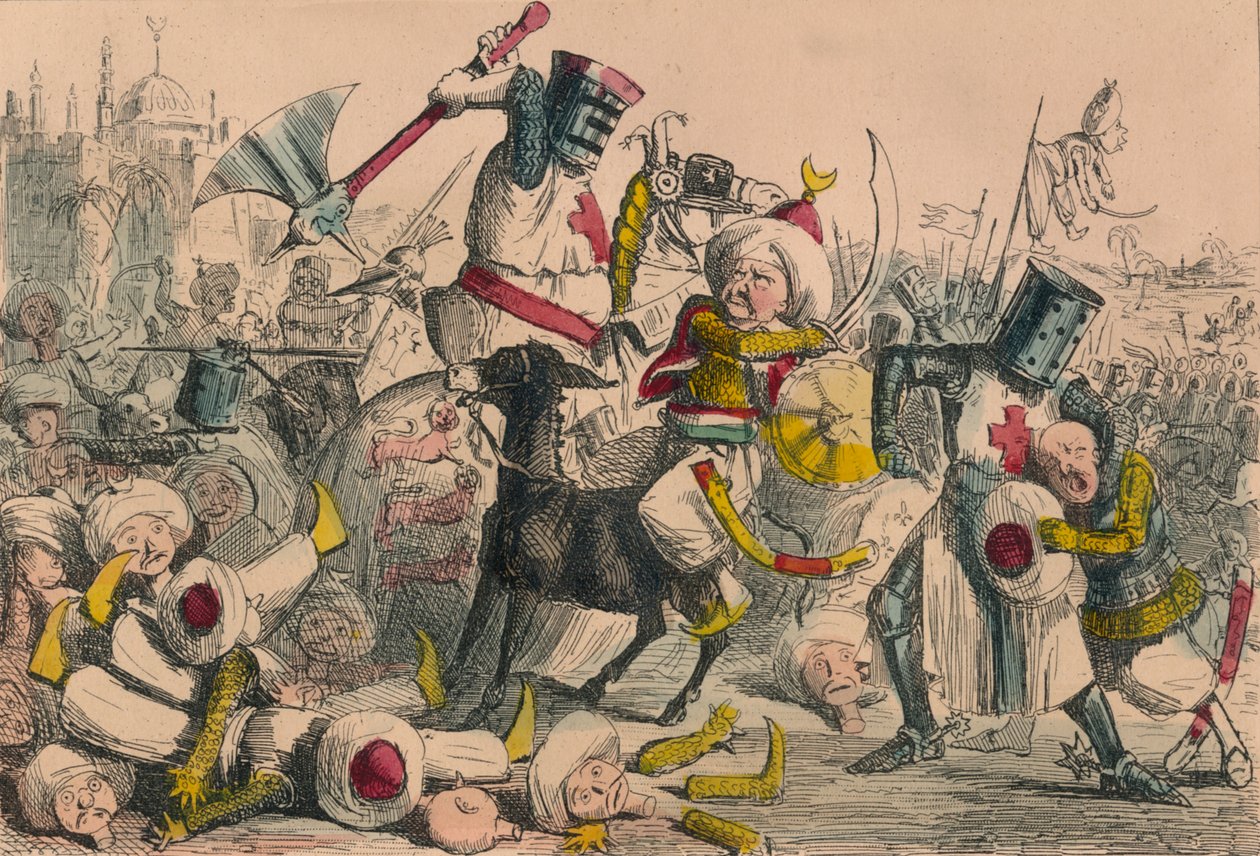 Schrecklicher Kampf zwischen Richard Löwenherz und Saladin, 1850 von John Leech and Gilbert Abbott A Beckett