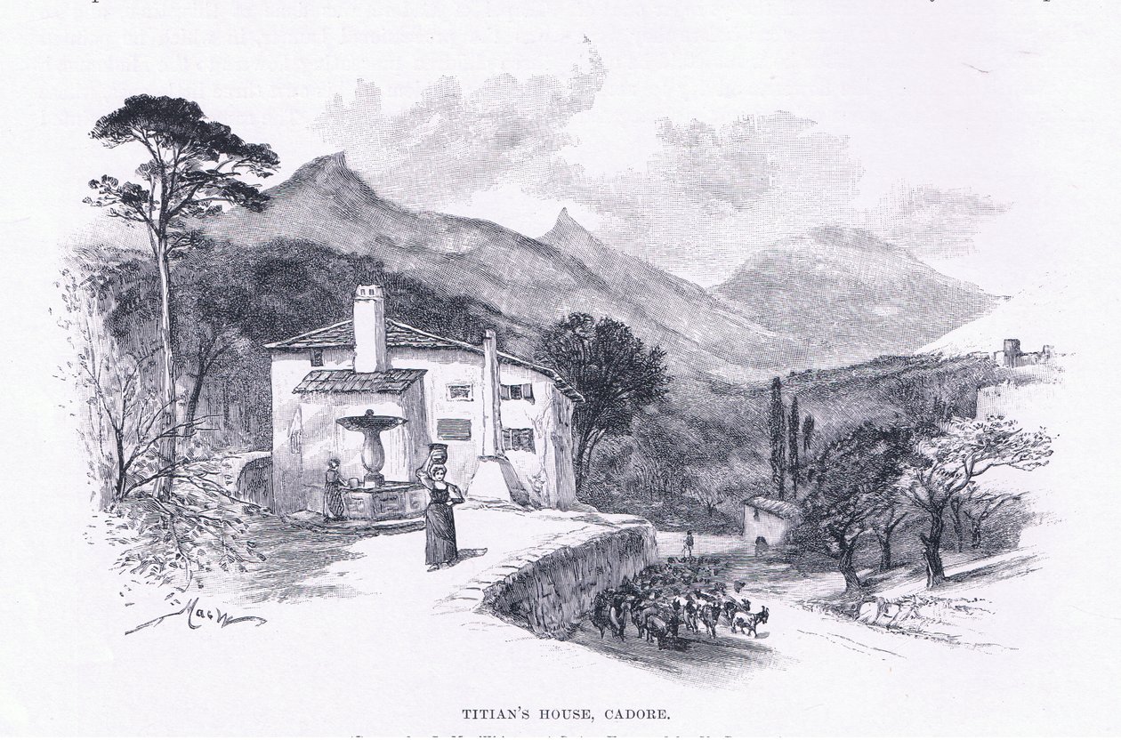 Tizians Haus, Cadore, aus The Magazine of Art 1893, Cassell and Company von John MacWhirter