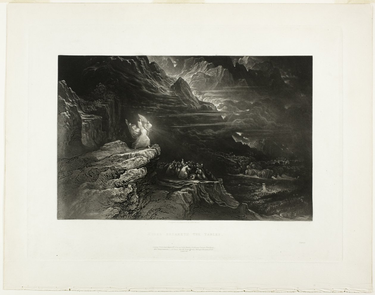 Moses zerbricht die Tafeln, aus Illustrationen der Bibel von John Martin