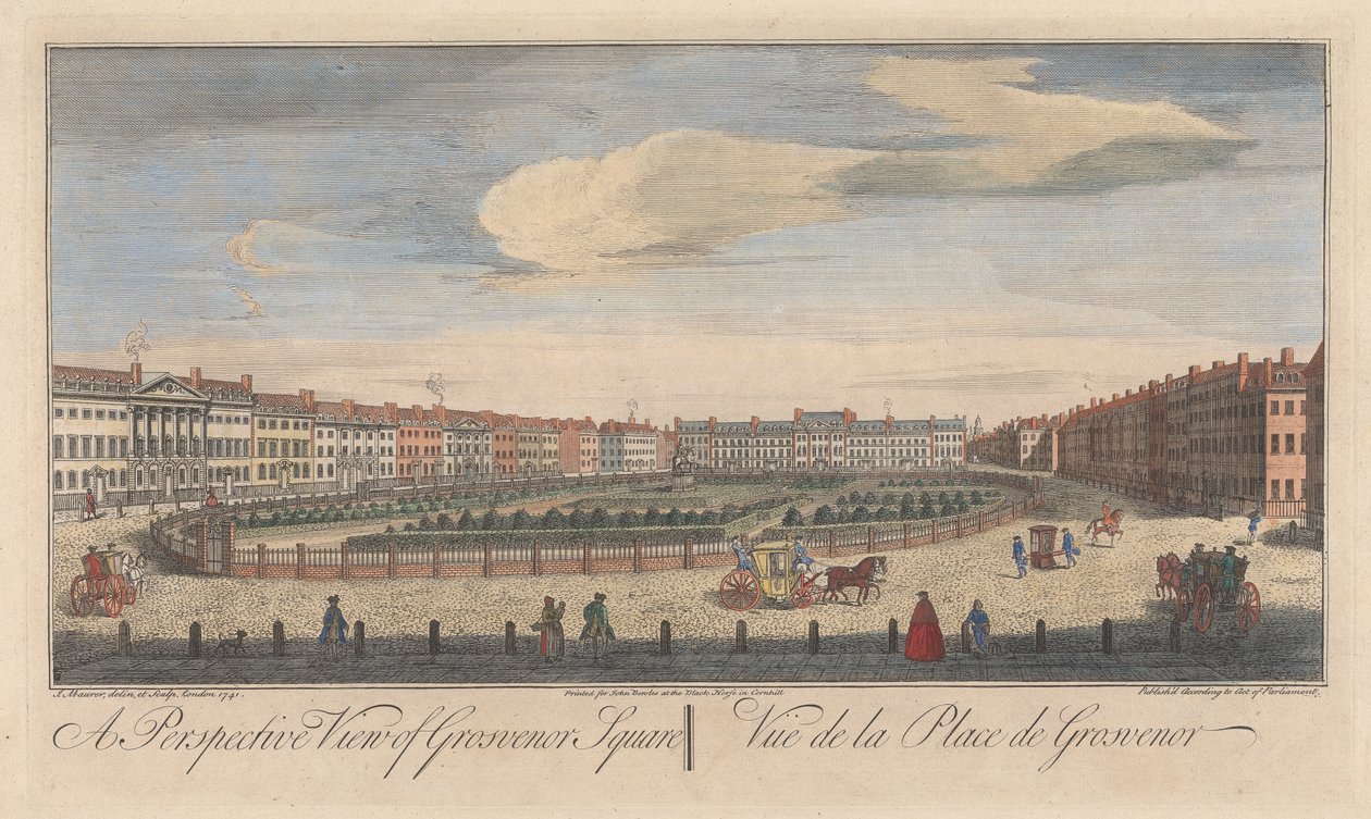 Eine perspektivische Ansicht des Grosvenor Square von John Maurer