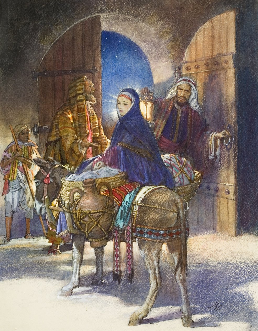 Die Geschichte des Wirts: Maria und Josef kommen in Bethlehem an von John Millar Watt