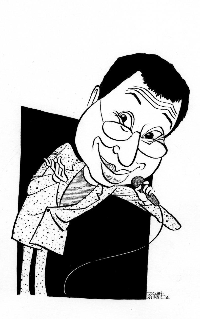 Ben Elton Karikatur, englischer Komiker, Schriftsteller und Regisseur von John Minnion