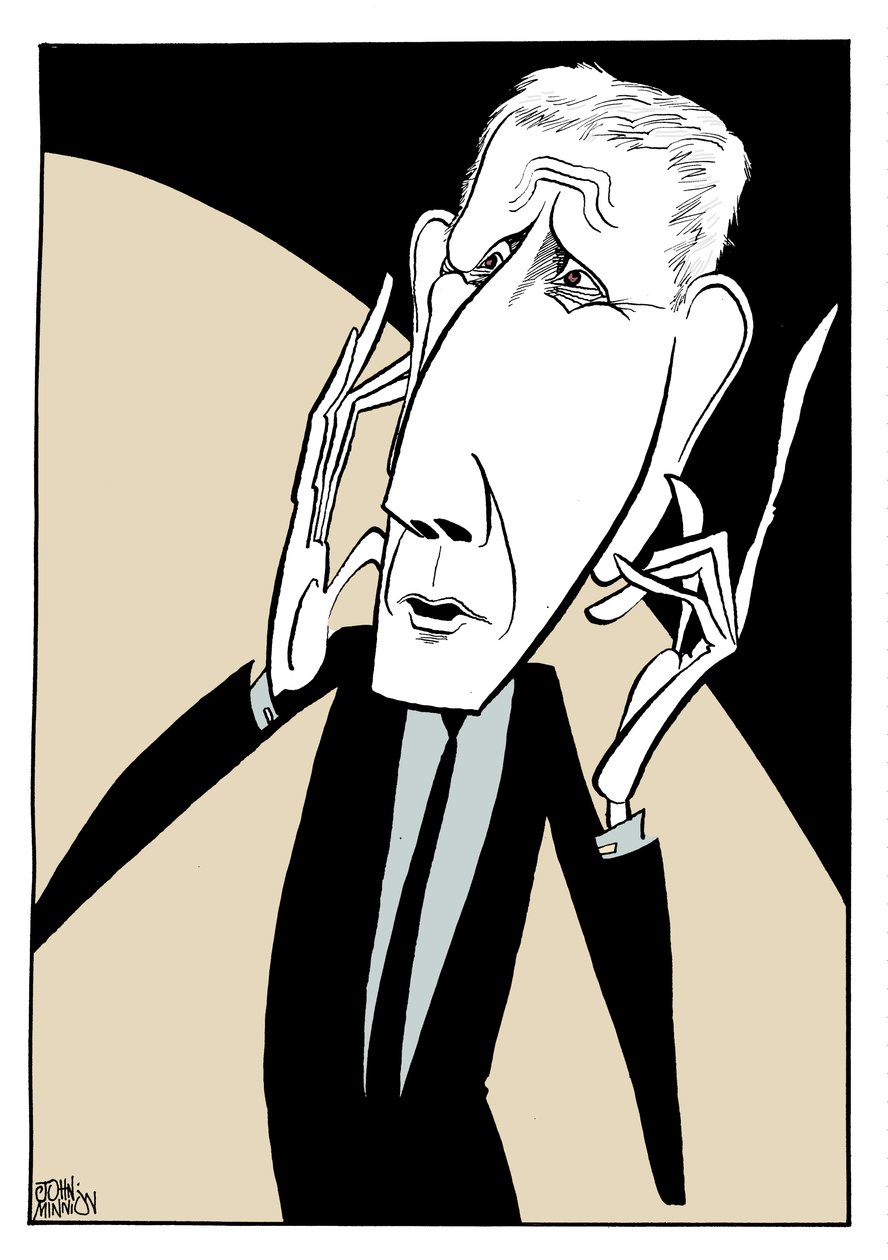 Jonathan Miller - Karikatur von John Minnion
