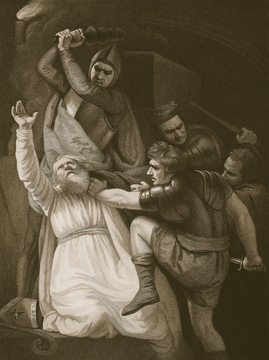 Der Tod von Becket, graviert von J. Stowe, Illustration aus David Humes 