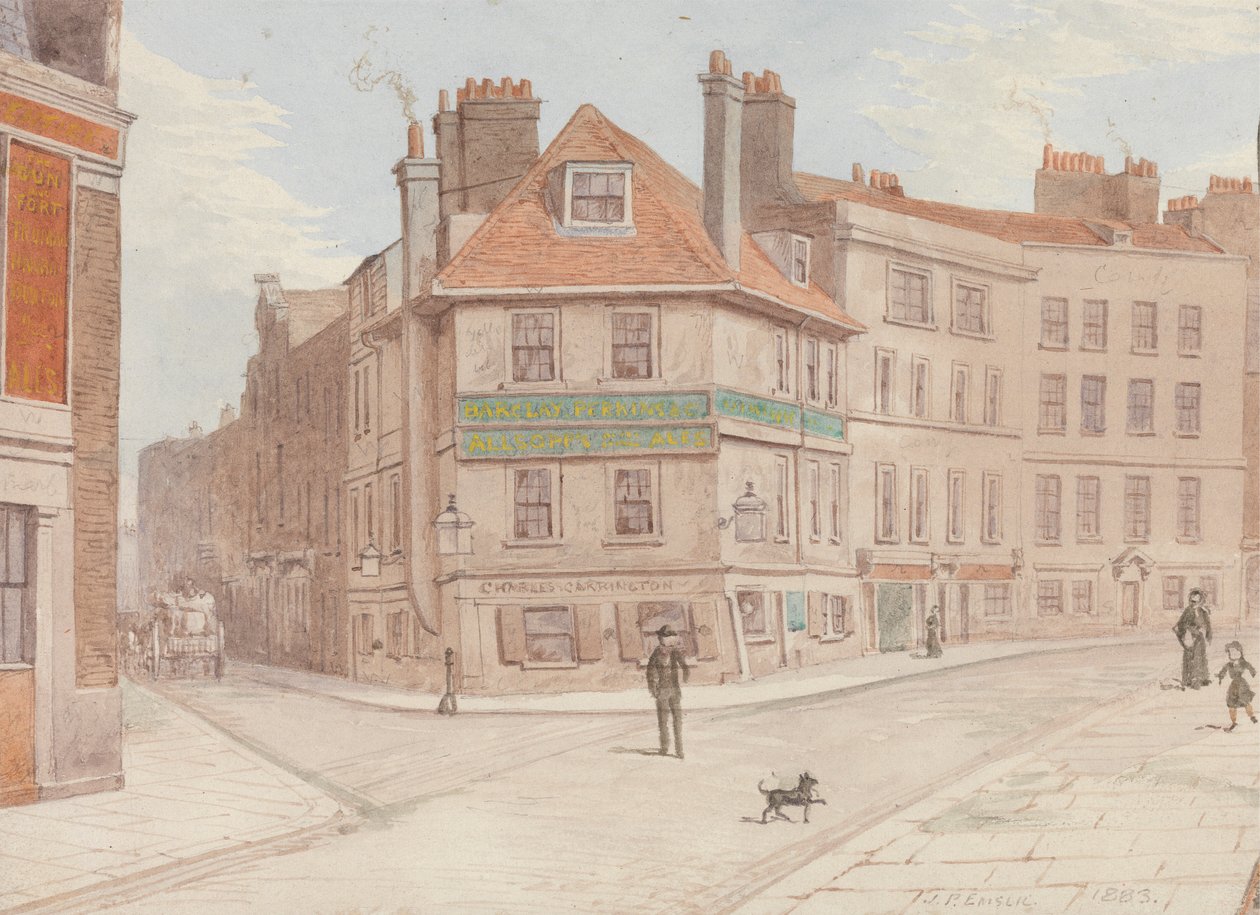 Northumberland Head Inn an der Ecke von Fort St. und Gun St., Spitalfields von John Phillipps Emslie