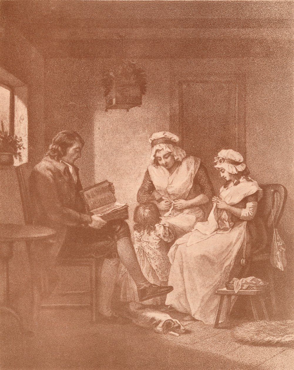Häusliches Glück, Laetitia mit ihren Eltern, 1789 von John Raphael Smith
