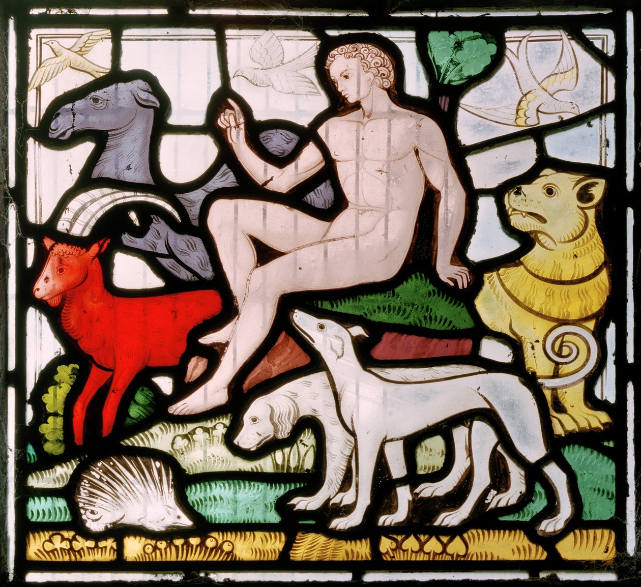 Adam unter den Tieren, Schöpfungsfenster von John Richard Clayton