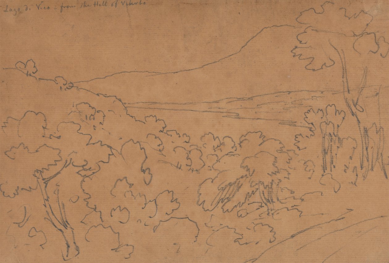 Lago di Vico vom Hügel von Viterbo von John Robert Cozens